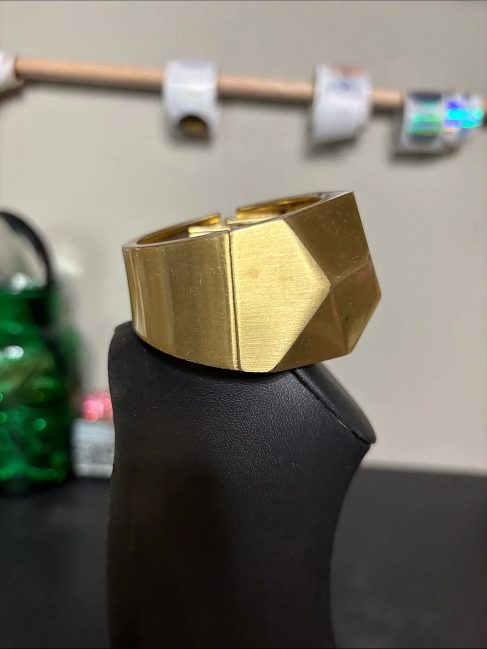 Gold Faceted Statement Bangle Bracelet